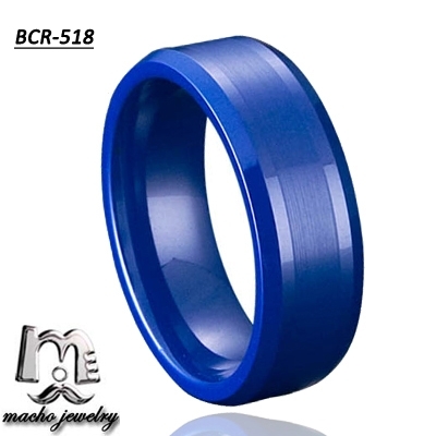 Ceramic Rings Blue Ceramic Ring with Sand Finish CR-518